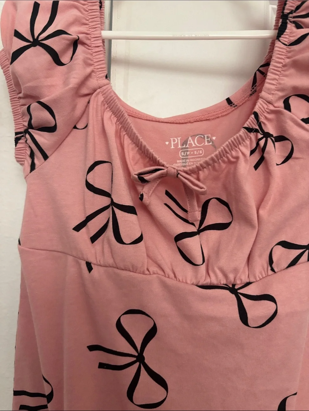 The Children's Place Pink Dress with Black Bow Print - Picture 2 of 5